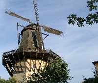 Der M&uuml;ller klettert auf seiner M&uuml;hle herum