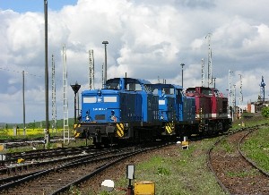 Bahnhof Arnstadt mit 3 Diesellokomotiven
