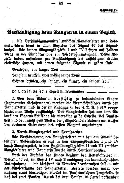 Bahnhofsdienstanweisung Verschiebebahnhof Wustermark Vewrständigung beim Rangieren