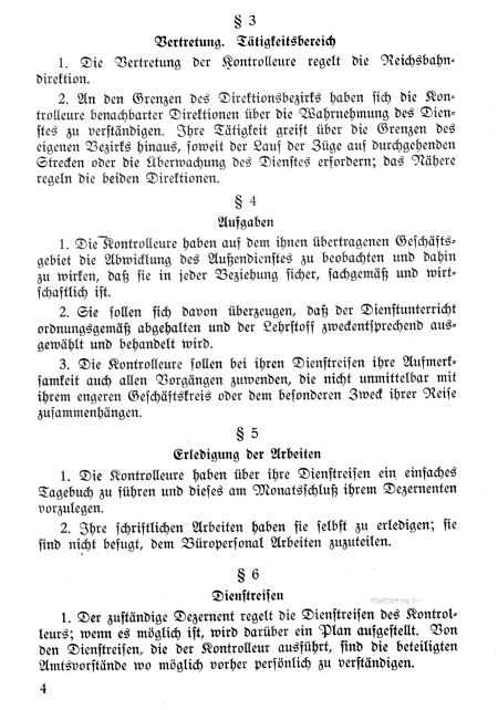 Dienstanweisung Kontrolleure der Reichsbahndirektionen