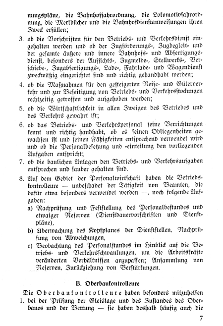 Dienstanweisung Kontrolleure der Reichsbahndirektionen