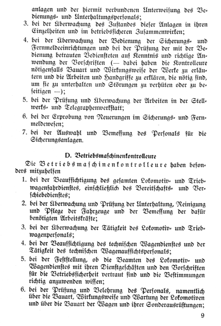 Dienstanweisung Kontrolleure der Reichsbahndirektionen