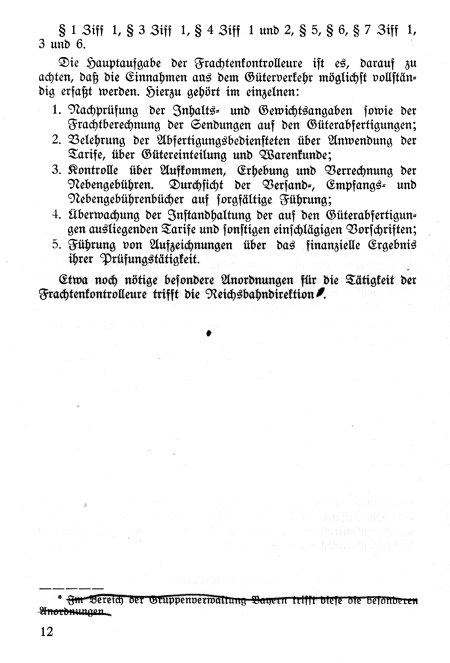 Dienstanweisung Kontrolleure der Reichsbahndirektionen