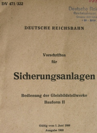 Dienstvorschrift 471/322 Deutsche Reichsbahn