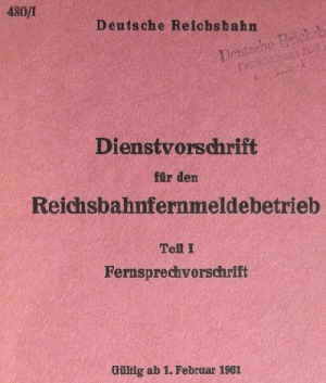 Dienstvorschrift 480/322 Deutsche Reichsbahn