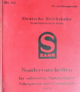 Dienstvorschrift 512/322 Deutsche Reichsbahn
