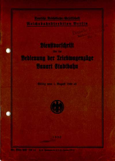 Bedienen der Triebfahrzeuge der Bauart Stadtbahn