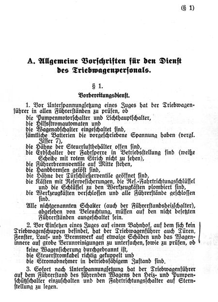 Dienstvorschrift Bedienung der Triebfahrzeuge der Bauart Stadtbahn