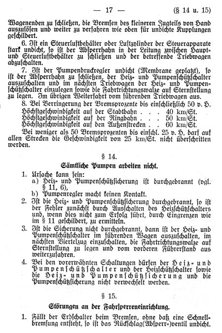 Dienstvorschrift Bedienung der Triebfahrzeuge der Bauart Stadtbahn