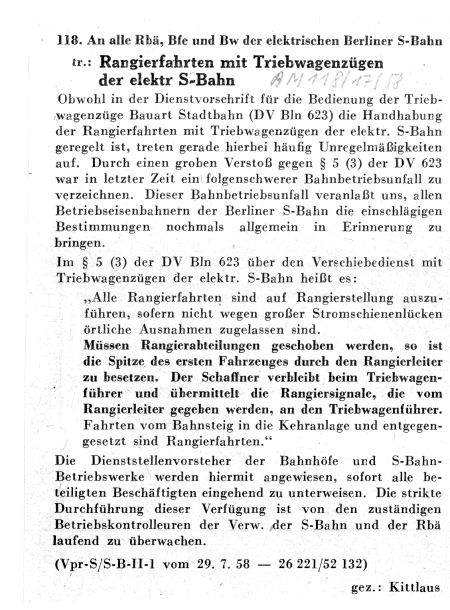 Rangierfahrten mit Triewagenz&uuml;gen der elektrischen S-Bahn