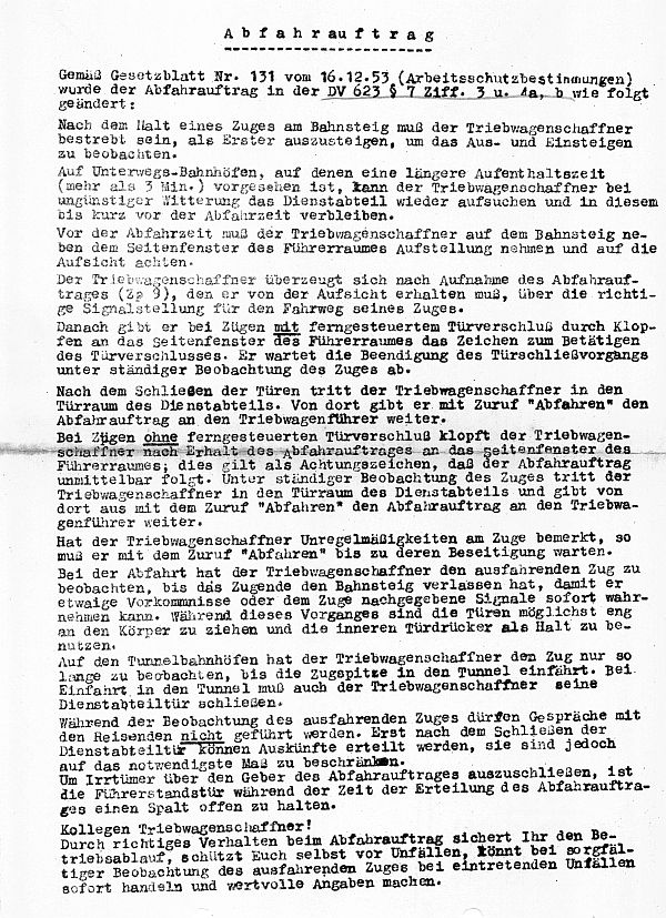 Abfahrauftrag S-Bahn Berlin