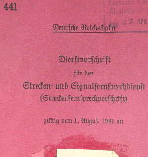 Dienstvorschrift 441 Deutsche Reichsbahn