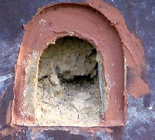 Einflugloch  an der Eisvogelwan der Wandse in Hamburg