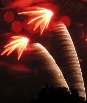 Das Feuerwerk sieht aus wie Palmen im Sturm
