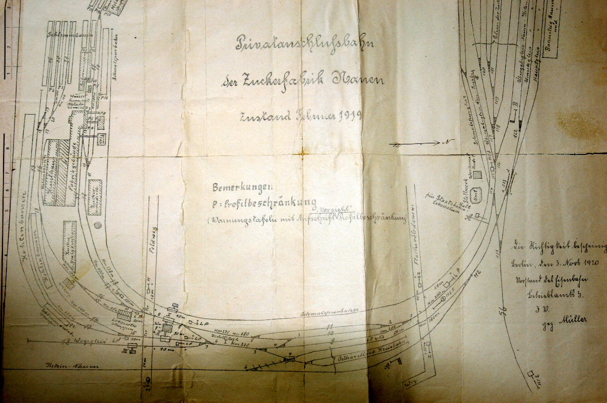 Gleisplan Zuckerfabrik Nauen 1919