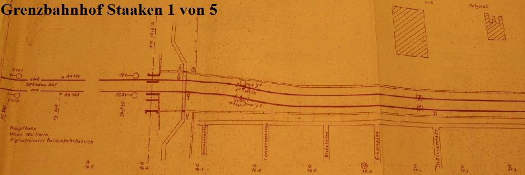 Gleislageplan Grenzbahnhof Berlin-Staaken vor der Wende