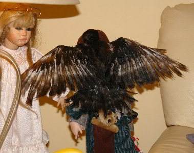 Die Rabenkr&auml;he Blacky fliegt auf Edels gute Puppe