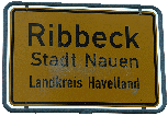 Ortseingangsschild von Ribbeck im Havelland