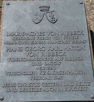 Grabtafel marie-agnes von Ribbeck