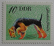 Airedale auf Briefmarke der DDR