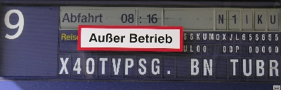 Außer Betrieb Außer Betrieb Zugzielanzeiger in Berlin Schönefeld