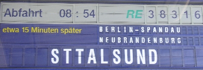 STTALSUND Zugzielfalschanzeiger in Berlin Schönefeld